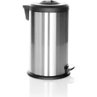 Hjh OFFICE Afvalbak/prullenbak CLEAN X 40 l staal met geïntegreerde pers zilver
