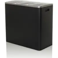 Hjh OFFICE Afvalverzamelaar / afvalscheidingssysteem Clean 9 - 54L (3x18L) staal zwart