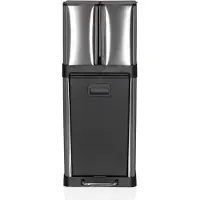 Hjh OFFICE Afvalbak/afvalscheidingssysteem CLEAN 3 32 l (6 l x 2 + 20 l) staal satijn zilver