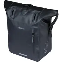 Basil Rivo - Enkele fietstas - 12-15 liter - MIK Hooks - Waterdicht - Reflectie details - Tarpaulin - zwart