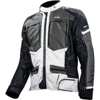 LS2 Norway waterdichte motorfietstextiljas, zwart/grijs/neon-geel, maat 3XL