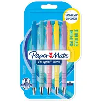 Papermate Flexgrip Ultra-balpennen met pastelkleuren | Medium punt (1,0 mm) | Zwarte Inkt | 5 stuks