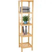 Brixy Badkamerrek - Badkamermeubel - 5-Laags - 141x33x33cm - Badkamer Kast - Bamboe