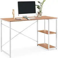 Hjh LIVING Computertafel / bureau Easy Up2 incl. plank wit/eiken