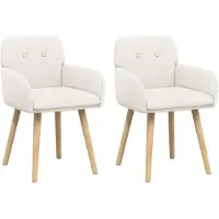 vidaXL Eetstoelen 2 st Bouclé Crèmekleurig 59 x 56,5 x 85 cm