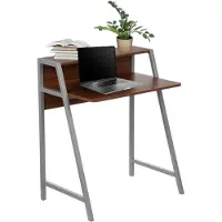Hjh OFFICE DUMONT | 78x50,5 - Bureau Walnoot / Zilver