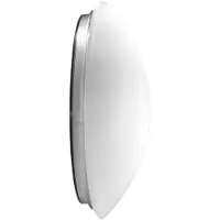 Zafferano wand- en plafondlamp, met satijnend triplex-opalglas en polycarbonaat, ø 310x100 mm, LED 11,5 Watt, met bewegingssensor, 3000K, IP44, wit