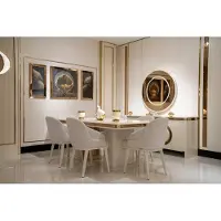 AEA Elegantes Esszimmer-Set in Beige mit Holz Tisch und Stühlen