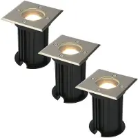 HOFTRONIC™ 3x Ramsay dimbare LED grondspot - Vierkant - RVS - 6000K daglicht wit - 5 Watt - IP67 straal waterdicht - 3 jaar garantie Grondspot buiten 230V