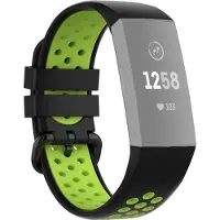 Mobigear Active Siliconen Bandje voor Fitbit Charge 4 - Zwart / Groen