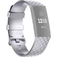 Mobigear Cross Siliconen Bandje voor Fitbit Charge 4 - Zilver