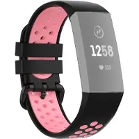Mobigear Active Siliconen Bandje voor Fitbit Charge 3 - Zwart / Roze