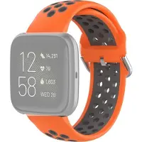 Mobigear Active Siliconen Bandje voor Fitbit Versa 2 - Oranje / Grijs