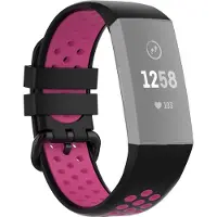 Mobigear Active Siliconen Bandje voor Fitbit Charge 4 - Zwart / Rood