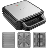 Concept - 3-in-1 broodrooster, 1200 W, roestvrij staal/zwart sv3080