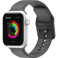 Mobigear Dashed Siliconen Watch bandje geschikt voor Apple Watch Bandje Gespsluiting - 41/40/38 mm - Grijs
