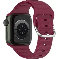 Mobigear Bumpy Siliconen Watch bandje geschikt voor Apple Watch Bandje Gespsluiting - 41/40/38 mm - Bordeaux Rood