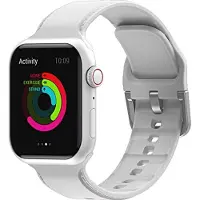 Mobigear Dashed Siliconen Watch bandje geschikt voor Apple Watch Bandje Gespsluiting - 41/40/38 mm - Wit