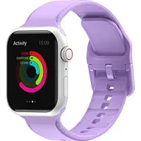 Mobigear Dashed Siliconen Watch bandje geschikt voor Apple Watch Bandje Gespsluiting - 41/40/38 mm - Paars