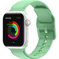 Mobigear Dashed Siliconen Watch bandje geschikt voor Apple Watch Bandje Gespsluiting - 41/40/38 mm - Matcha Green