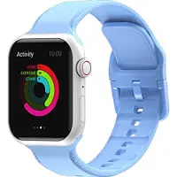 Mobigear Dashed Siliconen Watch bandje geschikt voor Apple Watch Bandje Gespsluiting - 41/40/38 mm - Blauw
