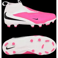 Nike Phantom 6 High Academy Gras / Kunstgras Voetbalschoenen (MG) Kids Wit Felroze Zwart