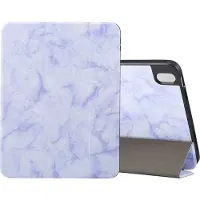 Mobigear Tablethoes geschikt voor Apple iPad Air 11 Inch (2024) Hoes | Tri-Fold Marble Bookcase + Stylus Houder - Paars