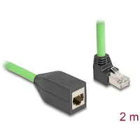 DeLOCK RJ45 Network Extension Cable Cat.6A plug downwards angled to jack SF/UTP suitable for drag chains PUR (TPU) 2 m green