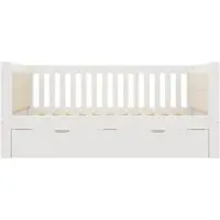 MODFU Bedbank 90x200 cm – Met uitschuifbed & rugleuning – Ruimtebesparend – Grenenhout – Wit