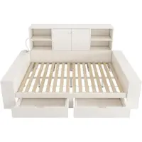 MODFU - Opbergbed Met Lades En Opbergruimte In Hoofdbord - Wit - MDF - 140 X 200 Cm