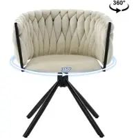 MODFU - Eetkamerstoel - Draaibaar - Ergonomisch - Modern - Fluweel - Beige