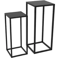 MODFU - Plantenstandaards - 2-Delige Set - Modern Minimalistisch - Balkon Tuin - Metaal - Zwart