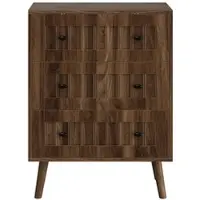 MODFU Ladekast Met 3 Laden - Verticale Ribbelstructuur - Modern - Voor Slaapkamer Of Hal - MDF - Walnootkleur - 60 x 40 x 79 cm