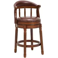MODFU - Barkruk - Draaibaar Met Rugleuning - Modern - Voor Keuken Of Bar - Hout En Leer - Bruin