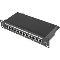 Lanberg Patchpanel Ppf6-9012-B 12 Poorts 1U 10” Voor Rackkasten, Afgeschermd
