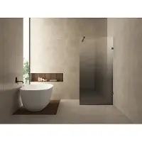 Wiesbaden Inloopdouche rechts less 80x200 cm 8 mm nano spiegelrook- naar helder glas mat zwart