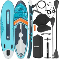 TecTake Stand-Up Paddle Board - SUP Plank - Opblaasbaar - Stabiel - 288 x 77 x 22,5 cm - Max 200kg - Oranje Turqoois
