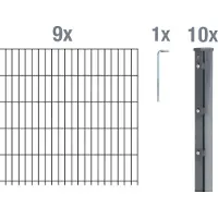 Alberts 673130 dubbelstaafmat hekwerk als 20-delige complete hekwerkset, antraciet, hoogte 83 cm, lengte 22,5 m