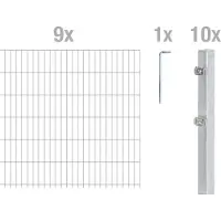 Alberts 669775 dubbelstaafmat hekwerk als 20-delige complete hekwerkset, thermisch verzinkt, hoogte 183 cm, lengte 22,5 m