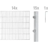 Alberts 653354 dubbelstaafmat hekwerk als 30-delige complete hekwerkset, thermisch verzinkt, hoogte 180 cm, lengte 28 m