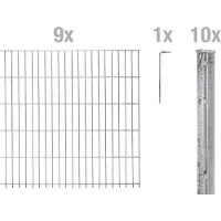 Alberts 674465 dubbelstaafmat hekwerk als 20-delige complete hekwerkset, thermisch verzinkt, hoogte 183 cm, lengte 22,5 m