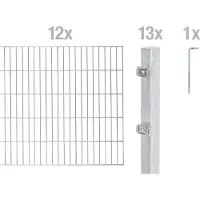 Alberts 653170 dubbelstaafmat hekwerk als 26-delige complete hekwerkset, thermisch verzinkt, hoogte 180 cm, lengte 24 m