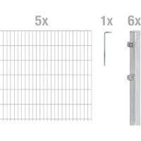 Alberts 669478 dubbelstaafmat hekwerk als 12-delige complete hekwerkset, thermisch verzinkt, hoogte 143 cm, lengte 12,5 m