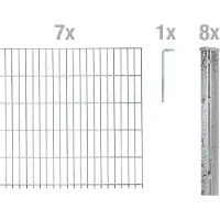 Alberts 674298 dubbelstaafmat hekwerk als 16-delige complete hekwerkset, thermisch verzinkt, hoogte 123 cm, lengte 17,5 m