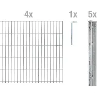 Alberts 644239 dubbelstaafmat hekwerk als 12-delige complete hekwerkset, thermisch verzinkt, hoogte 143 cm, lengte 10 m