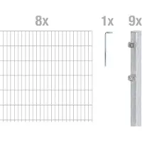 Alberts 669676 dubbelstaafmat hekwerk als 22-delige complete hekwerkset, thermisch verzinkt, hoogte 123 cm, lengte 20 m