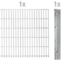Alberts 645489 dubbelstaafmat hekwerk als complete hekwerkset, thermisch verzinkt, hoogte 243 cm, lengte 2,5 m