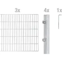Alberts 653798 dubbelstaafmat hekwerk als 8-delige complete hekwerkset, thermisch verzinkt, hoogte 200 cm, lengte 6 m