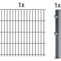 Alberts 641504 dubbelstaafmat hekwerk als complete hekwerkset, antraciet, hoogte 163 cm, lengte 2,5 m