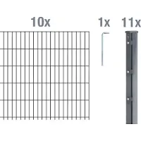 Alberts 673314 dubbelstaafmat hekwerk als 27-delige complete hekwerkset, antraciet, hoogte 163 cm, lengte 25 m